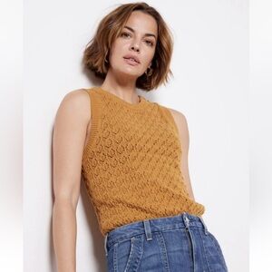 Evereve Leah Mustard Sleeveless Knit Sweater